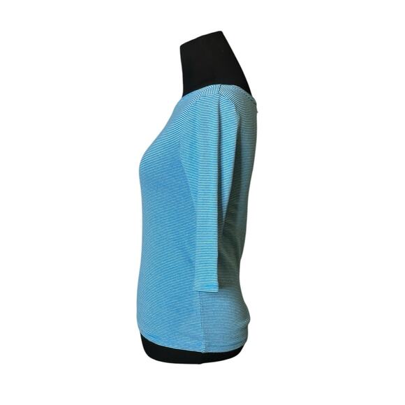 ANN TAYLOR blue white stripes 3/4 sleeves top size SP - Picture 5 of 14